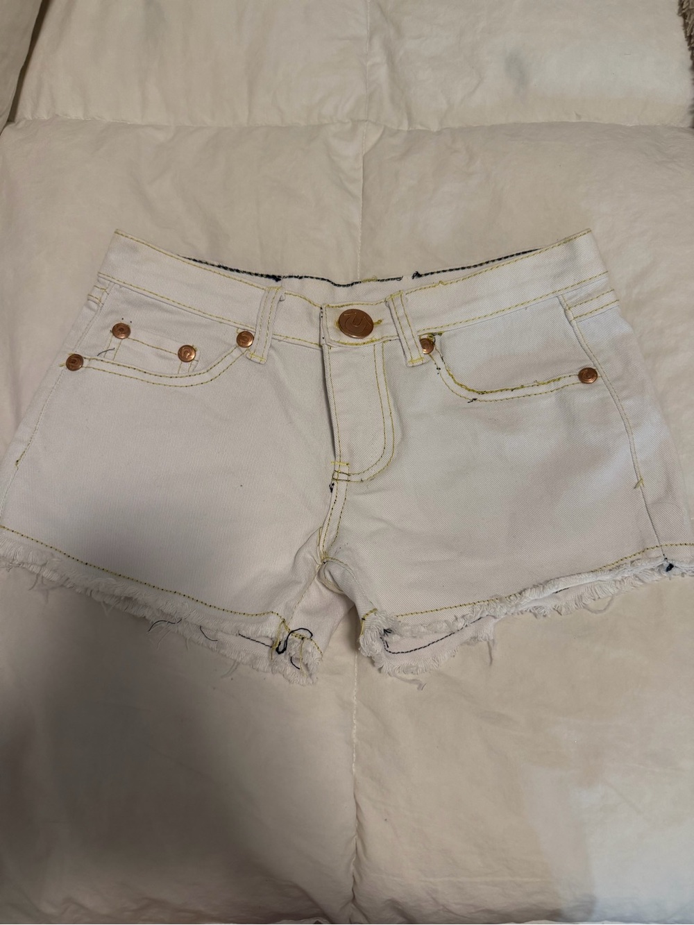 True Religion White Low Rise Shorts